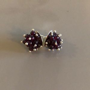 Sterling Silver Earrings with Garnet Beading